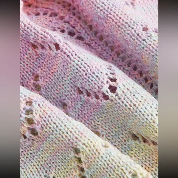 Dainty Multi Cable Knit Tie Dye Ombre Pointelle Cardigan Mult Sizes New - Picture 5 of 6